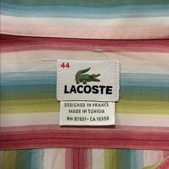 Lacoste long sleeve button down collar shirt.  Size 44 (XL) - Picture 7 of 8